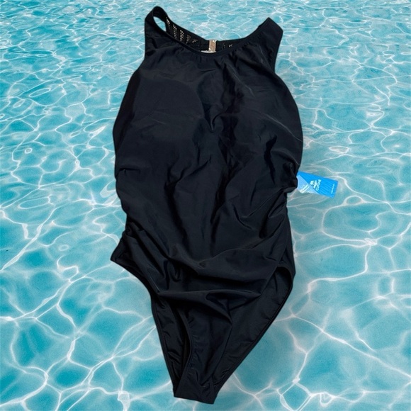 Cupshe Other - NWT Cupshe Black One-Piece Swimsuit Mesh Ruched sz XL
